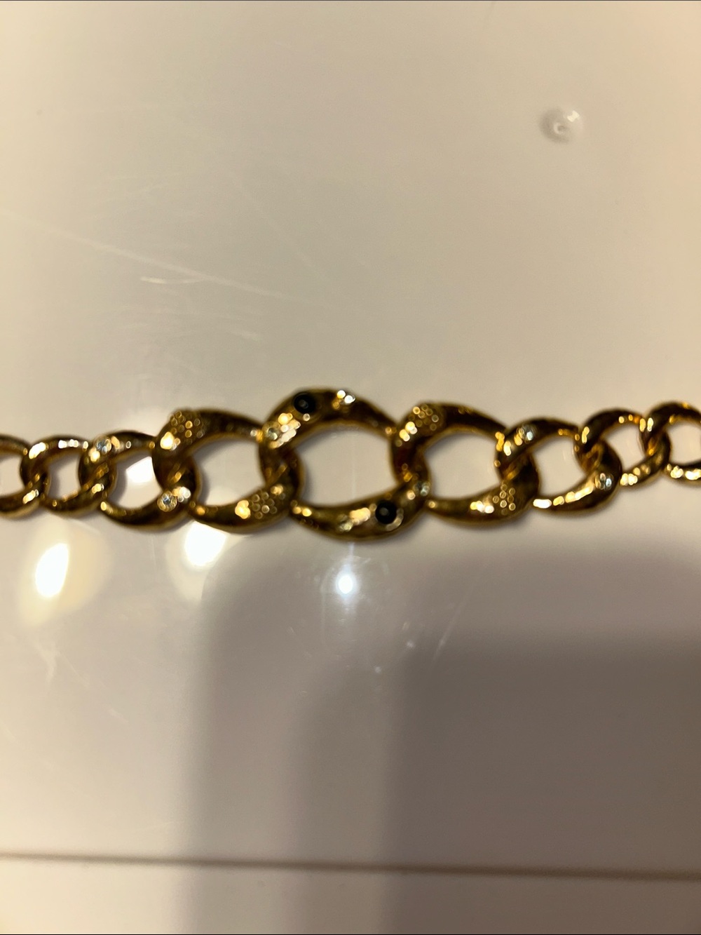 Capucine De Wulf Gold Link Bracelet with Crystal Accents and Velvet dust bag - Picture 2 of 9